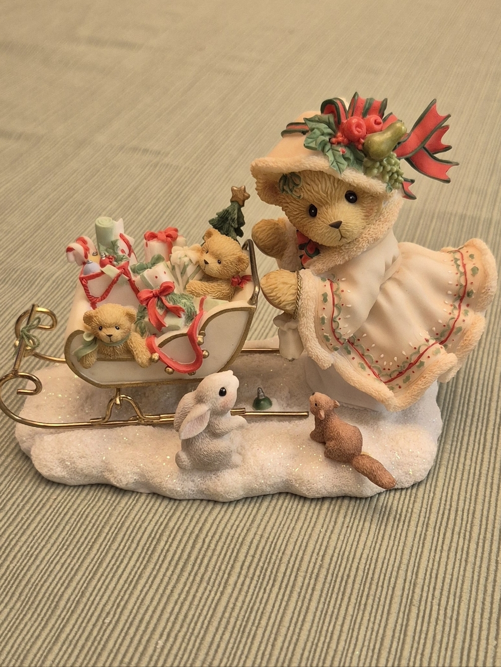 Cherished Teddies Astrid Sleigh Bear With Certification Limited Edition 2001